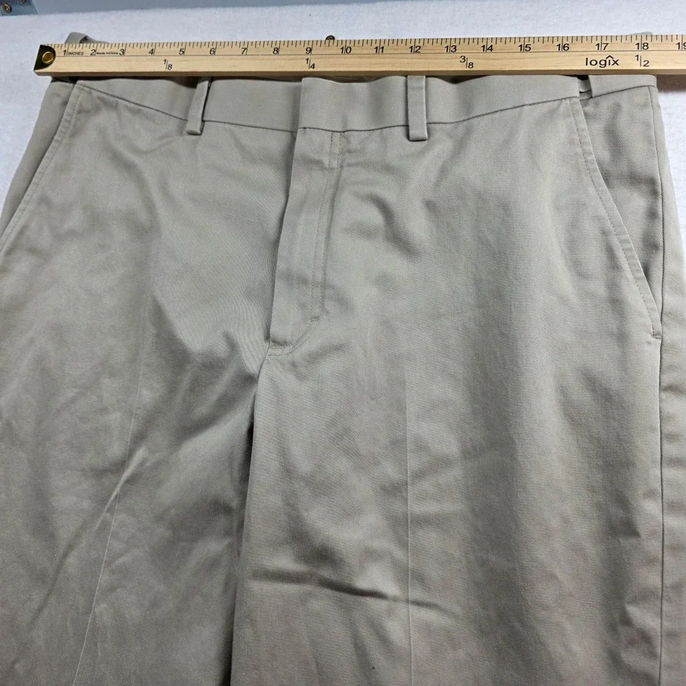LL Bean Chino Pants Men 37 Khaki Comfort Waist Flat Front Cotton 262555 Lot of 2
